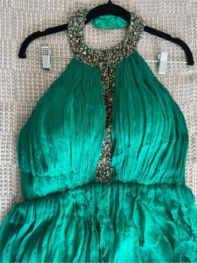 Beymen Club Swarovski Embellished 100% Silk Halter Maxi Dress NWT Size 42